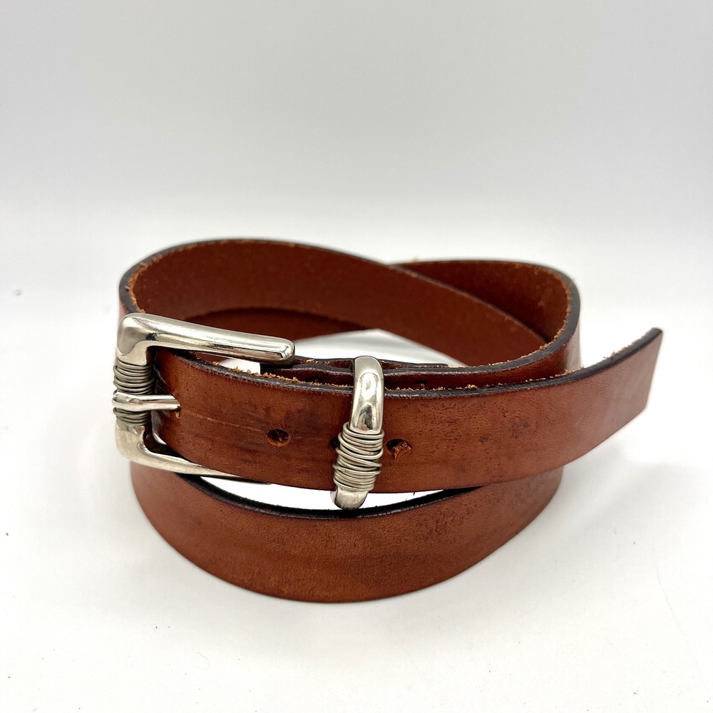 Ibel Albatros Brown Leather Belt Made in Italy Medium Rustic Western Boho